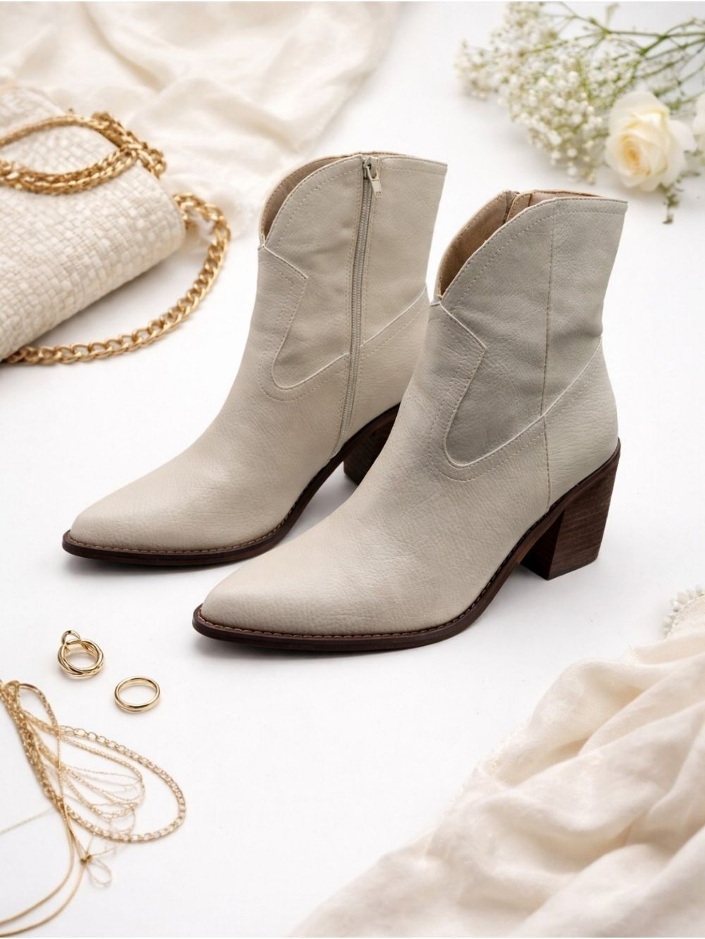 Oasis Society Cream Western Cowboy Boots Pointed Toe NIB 8 - Picture 10 of 12